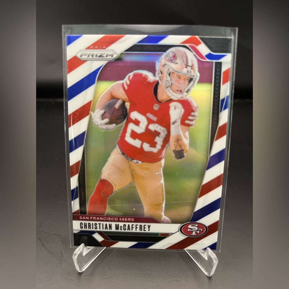 2024 Panini Prizm Christian McCaffrey #250 Red White and Blue